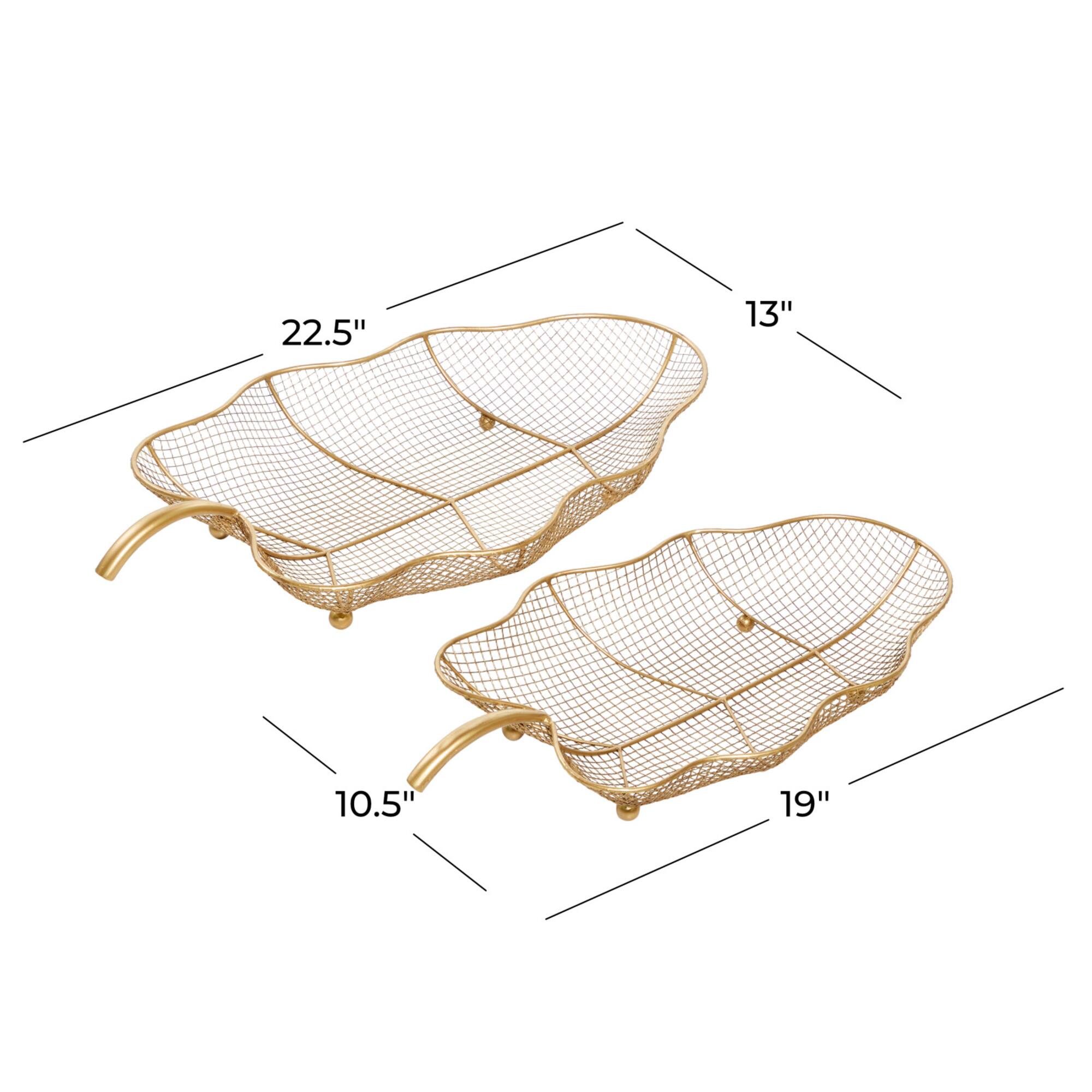 Set of 2" Gold Metal Traditional Tray 23", 19"